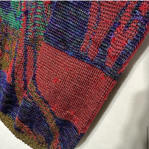 Vintage Holt Renfrew Red Blue Green Knit Half Button Up Pullover Light Sweater M - Picture 12 of 16